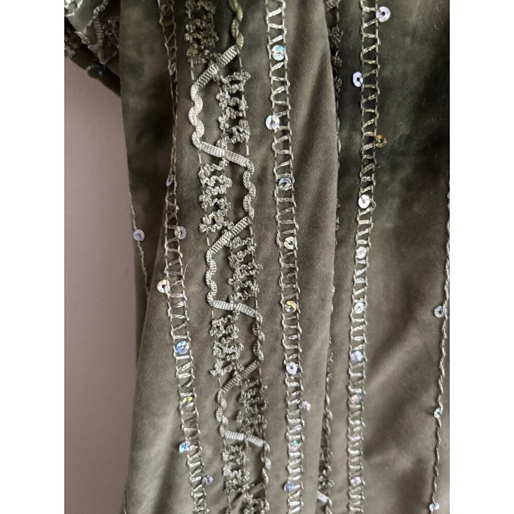 Sami & Jo Plus Green Midi Fit and flare dress Short Sleeve Sequins Fairy Large - Picture 5 of 15